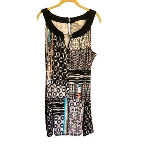 Studio Works XL Black and White Patterned Sleeveless Dress